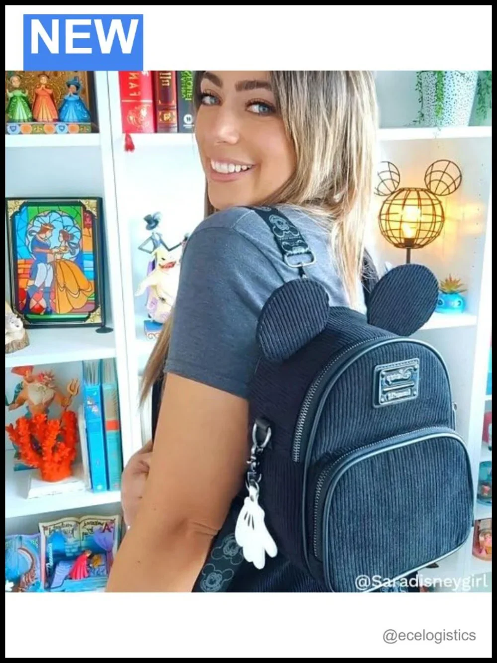 Loungefly Mickey Mouse Corduroy Convertible Crossbody Bag Faux Leather Disney